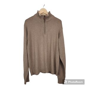 Oscar De La Renta Tan Pullover 1/4 Zip Sweater Size XL